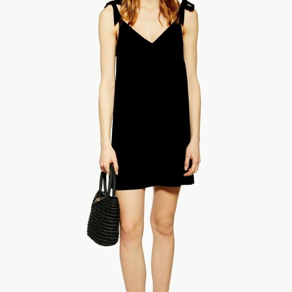Bow Strap Black Topshop Mini Dress Size 10